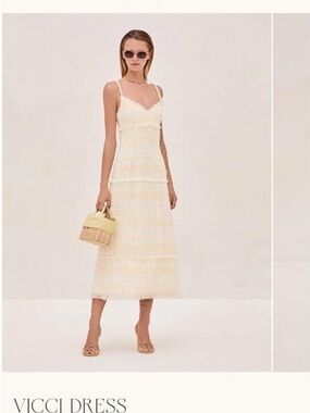 Alexis Cream and Pale Yellow Midi Sundress